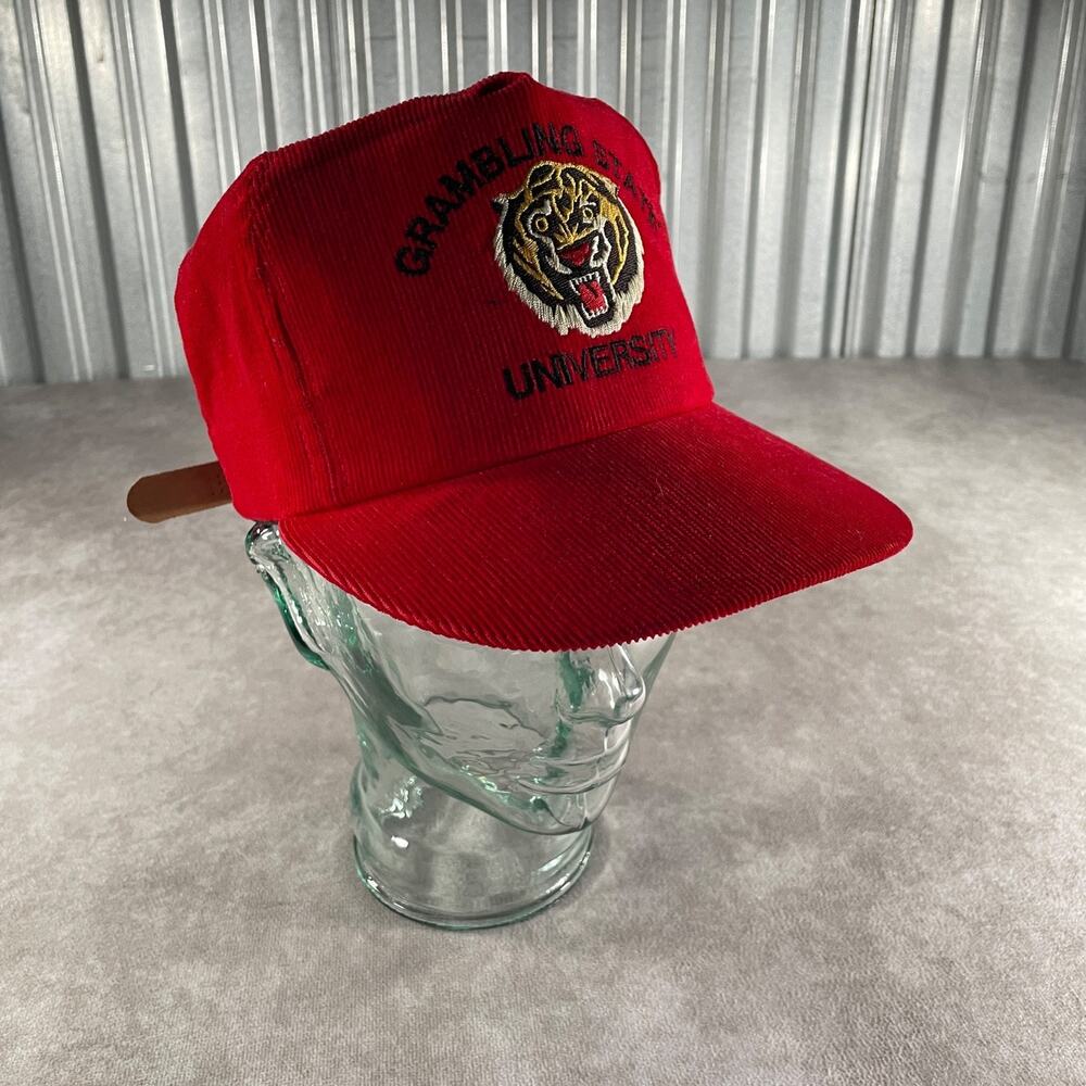 70's Grambling State University True Vintage Red Corduroy Snapback Hat Cap